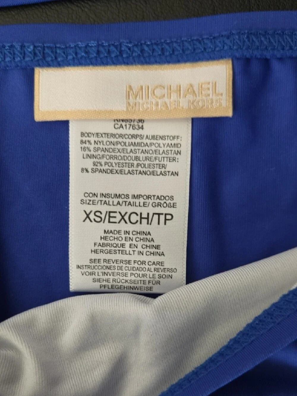 Michael Kors Royal Blue Halter Tankini Swim Top & Bottom with MK Emblem